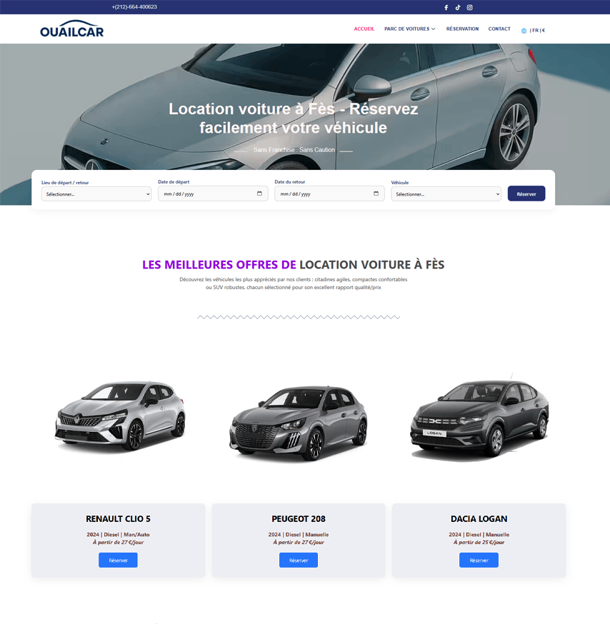 Site de location de voiture – UX fluide et conversion optimisée